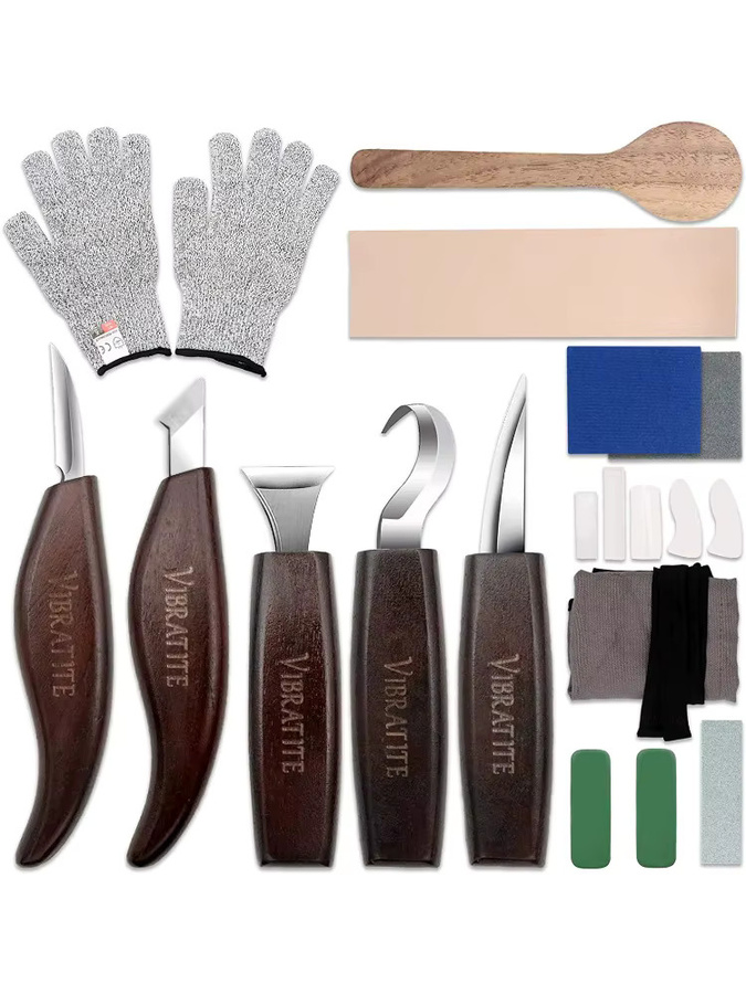VIBRATITE 14-in-1 Holzschnitzwerkzeug-Set mit Detailmesser für Holzarbeiten und Whittling für Anfänger - Bild 4