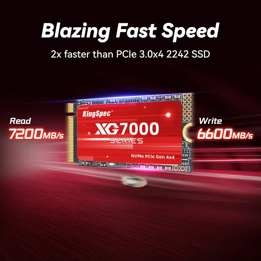 KingSpec NVMe PCIe 4.0x4 M.2 2242 Interne SSD Hochleistungs-Solid-State-Drive in Rot - Bild 2