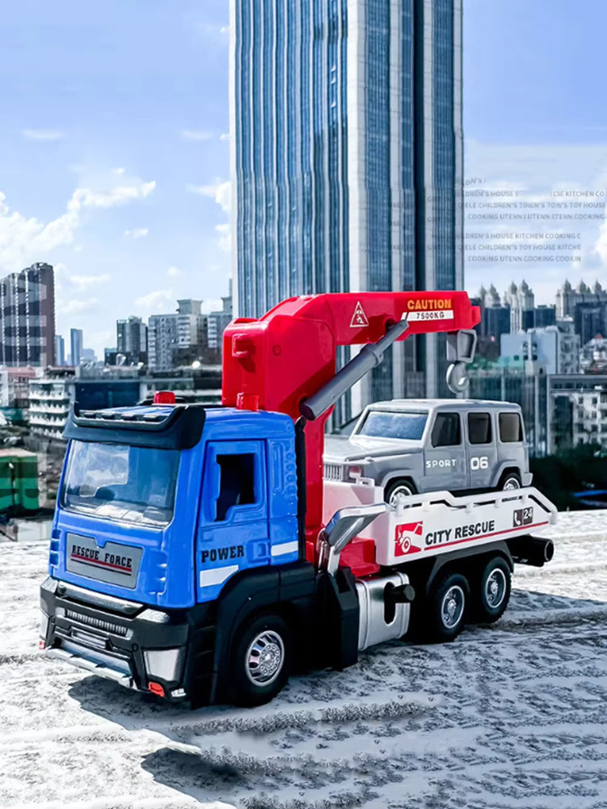 MAKEDA Fahrzeug Transport Kran Modell, 1:32, Metall, mit Licht und Sound - Bild 4