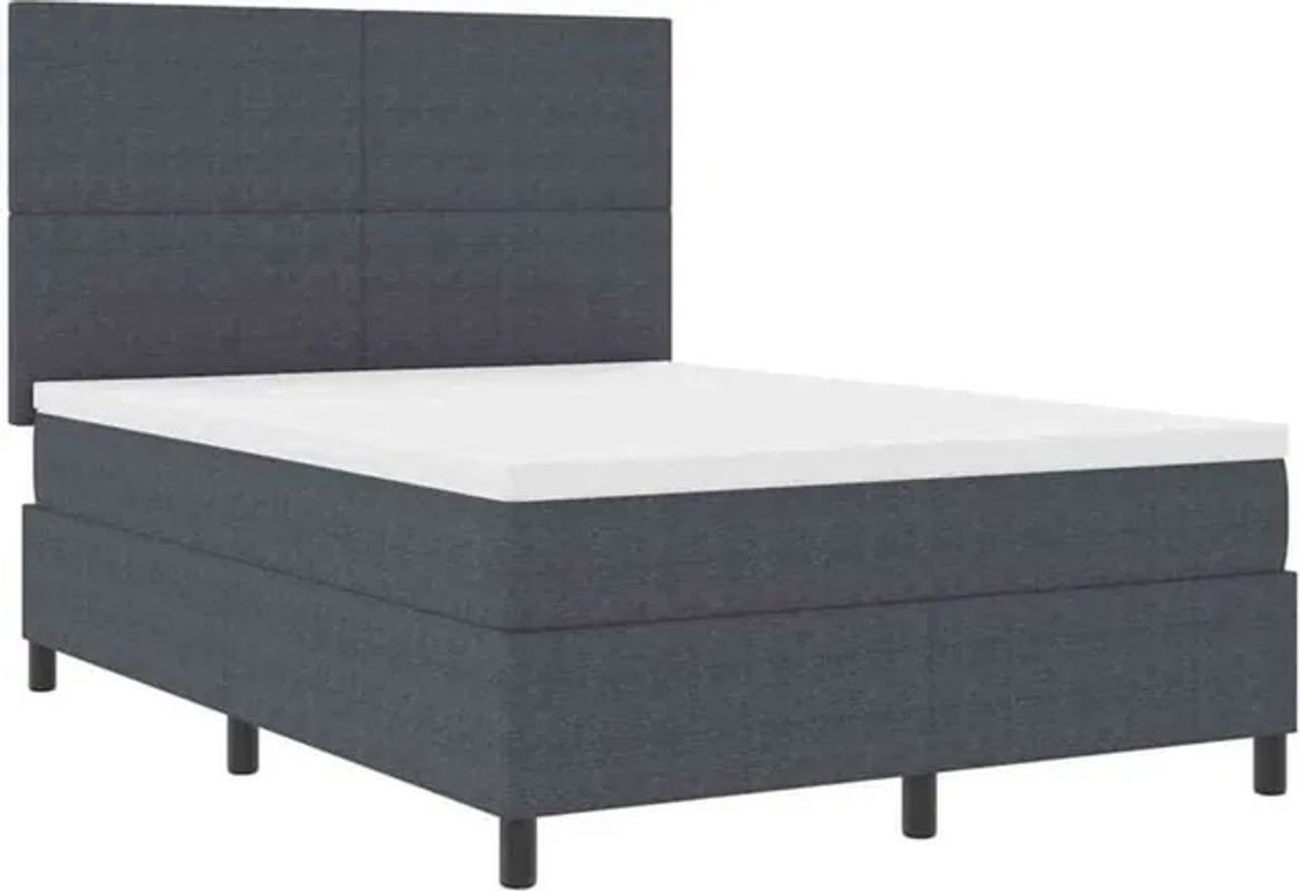 vidaXL Boxspringbett Modern Minimalistisch in Anthrazit und Weiß aus Stoff und Holzwerkstoff, B/T/H: 200 x 160 x 128 cm - Bild 1
