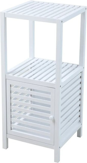 Svita Badregal S Badezimmerschrank aus Bambus mit Tür und Regalfächern, Weiß, B/T/H: 35 x 35 x 80 cm - Bild 1