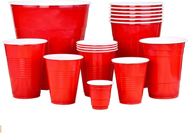 50 Stück Einweg Kunststoff-Partytassen in Rot für Getränke wie Limonade oder Wasser - Bild 1