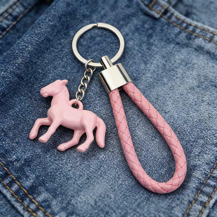 Noter Schlüsselanhänger, Buntes Pferd, PU-Leder, Metallring, Unisex - Bild 3