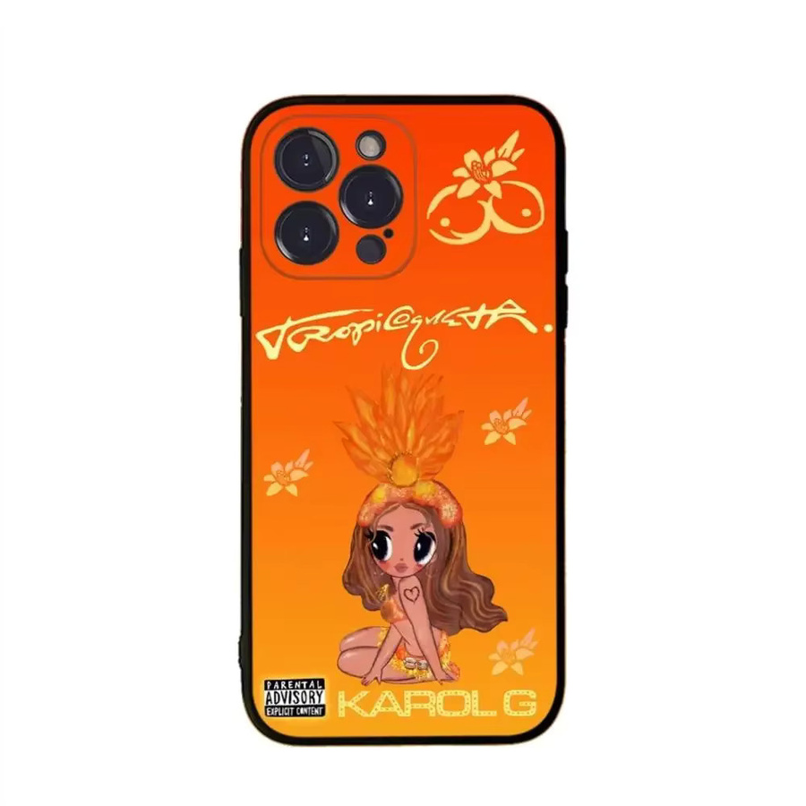 K-karol G Tropicoqueta Handyhülle aus weichem Silikon für iPhone 11 bis iPhone 17 Pro Max Plus Mini XS in Orange - Bild 3