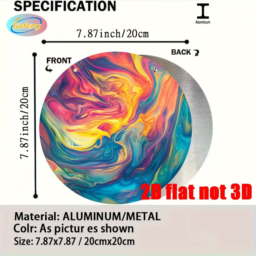 Potdemiel Runde Wanddekorplatte aus Metall mit abstraktem geometrischem Muster in Multicolour, Durchmesser: 20,3 cm - Bild 4