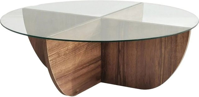 Vente-unique Couchtisch Aysun in Transparent und Naturfarben Dunkel aus gehärtetem Glas und Spanplatte, B/T/H: 90 x 30 x 300 cm - Bild 1