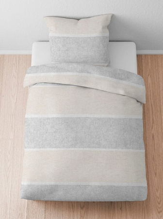 BIBERNA Bettwäsche aus Biber-Flanell in Grau, gestreift, 100% Baumwolle, bügelfrei, 80x80 cm