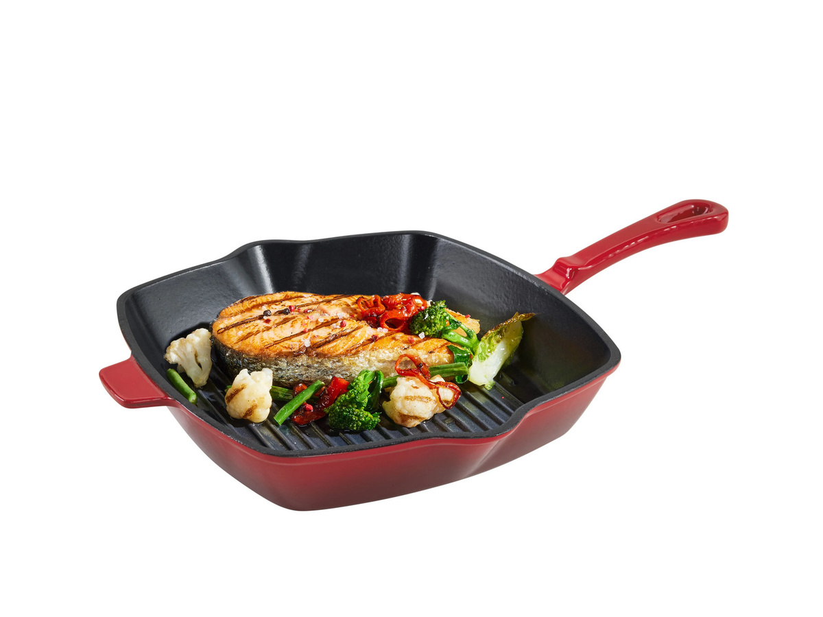 SILVERCREST® Grillpfanne aus emailliertem Gusseisen, Rot, Durchmesser: 24 cm - Bild 2
