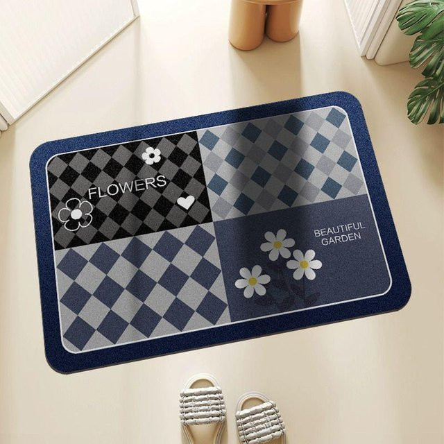 Saugfähige Badezimmer Bodenmatte von Household supplies MH, rutschfeste und schnelltrocknende Fußmatte in Blau, B/T: 60 x 40 cm - Bild 1