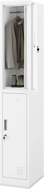JAN NOWAK Umkleideschrank IGOR Spind mit 2 Abteilen, Weiß, H x B x T: 185 x 31,7 x 45 cm - Bild 1
