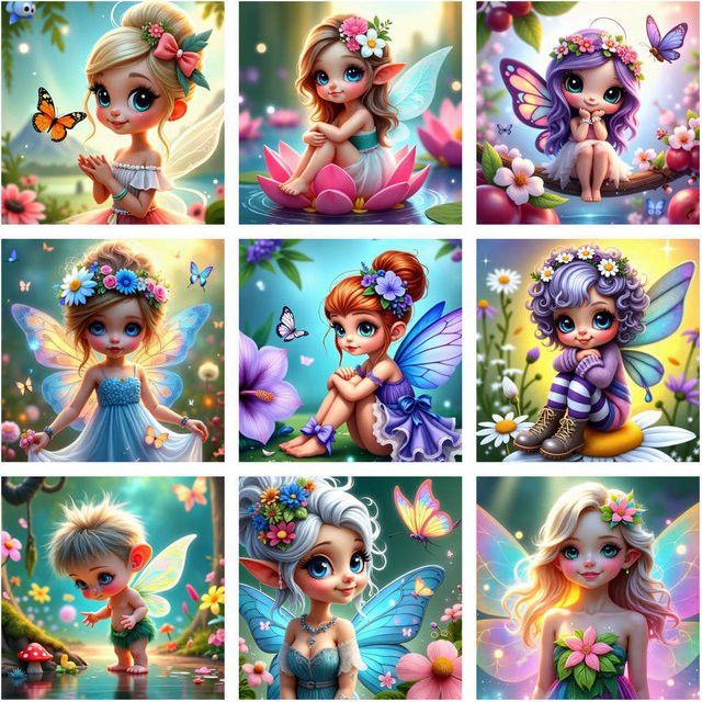 AZQSD 5D DIY Diamantmalerei Set Schmetterling und Fee Mädchen mit quadratischen Strasssteinen für ästhetische Stickerei als Home Decor B/H/T: 20 x 20 x 20 cm - Bild 1