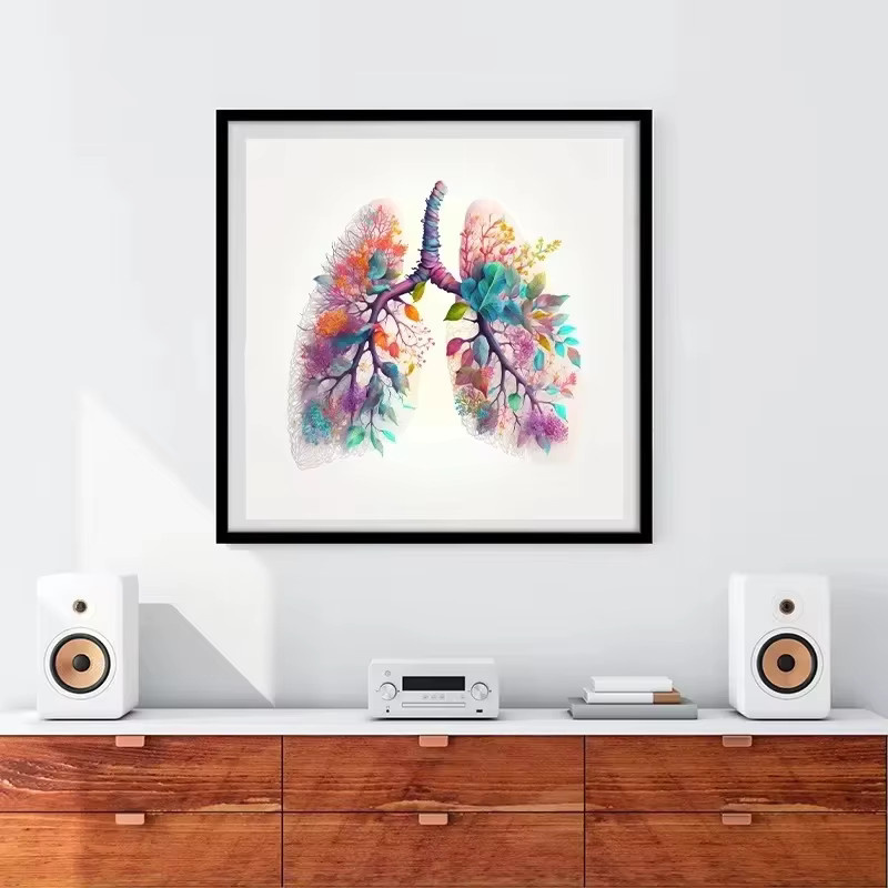 Potdemiel Minimalistische Leinwandgemälde mit Blumen, anatomischem Herz, Gehirn und Lunge als Wandkunst für dein Wohnzimmer oder Schlafzimmer - Bild 2
