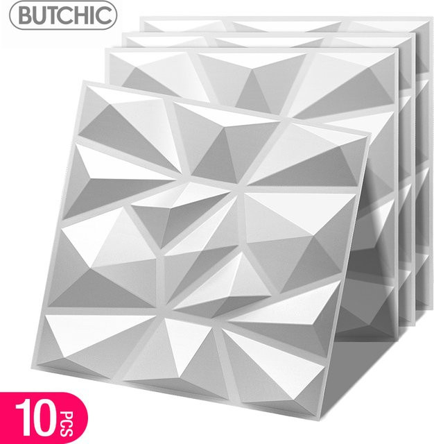 10 Stück Butchic 3D Wandpaneele aus PVC in Weiß mit Wellenstruktur, B/B: 30 x 30 cm - Bild 1