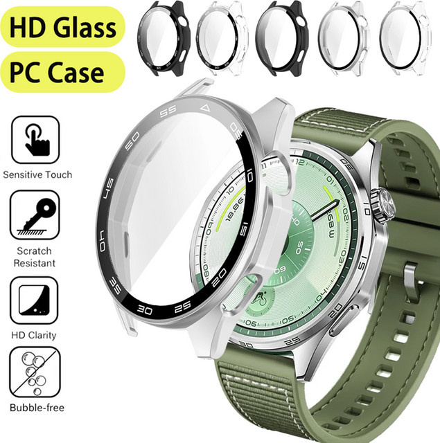 Huawei Schutzglas und PC-Gehäuse für Huawei Watch GT6 46 mm, Schwarz - Bild 1