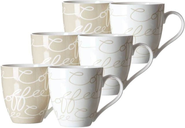 Ritzenhoff & Breker Jumbotassen Cornello aus Keramik, Beige und Multicolour, 6er Set, 600 ml pro Tasse - Bild 1