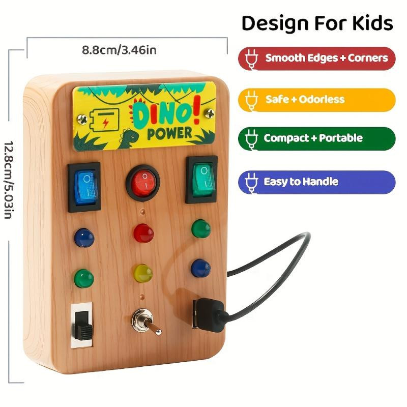 Yiran toy Montessori LED-Licht Busy Board Lernspielzeug ab 3 Jahren aus Holz - Bild 3