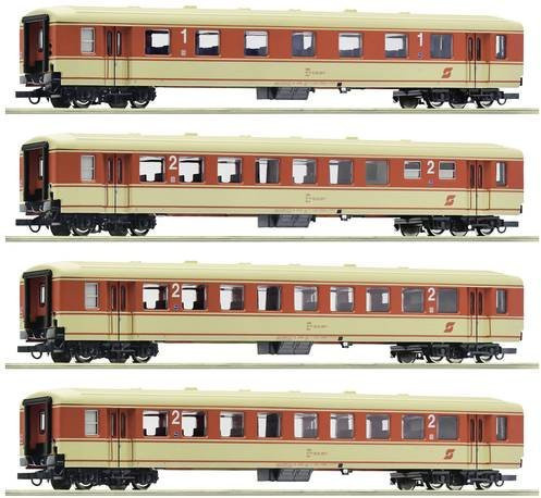 Roco 4er-Set Jaffa-Express der ÖBB H0 in Blutorange und Elfenbein - Bild 1
