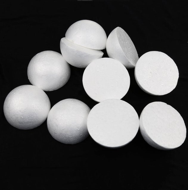 10 Stück Polystyrol-Schaumstoff-Kugeln von Leisure Times zum Basteln und Modellieren in Weiß und Grau, Durchmesser: 100 mm - Bild 1