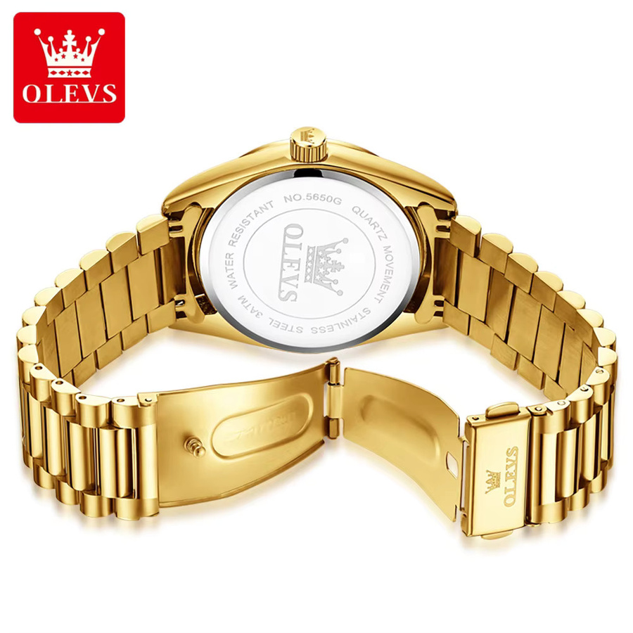 OLEVS Armbanduhr Quarz, Edelstahl, Gold, Herren - Bild 3