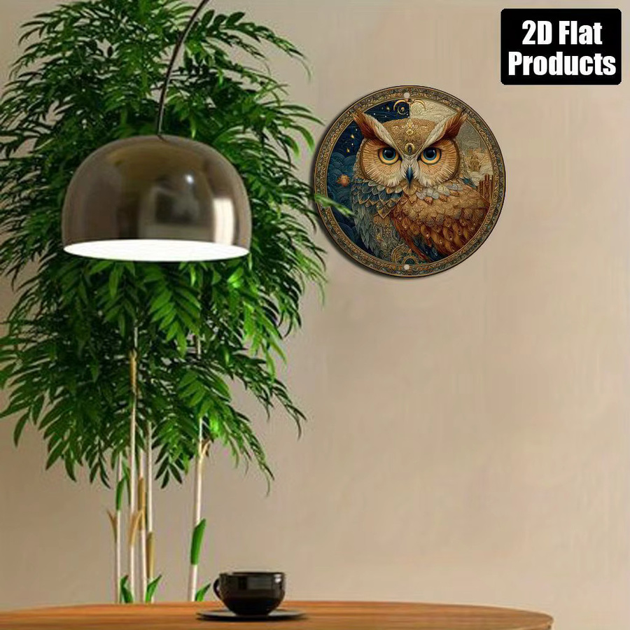 Potdemiel Vintage-Eule Wandkunstschild aus Aluminium mit floralem Design, rund, Mehrfarbig, Durchmesser: 20,3 cm - Bild 5