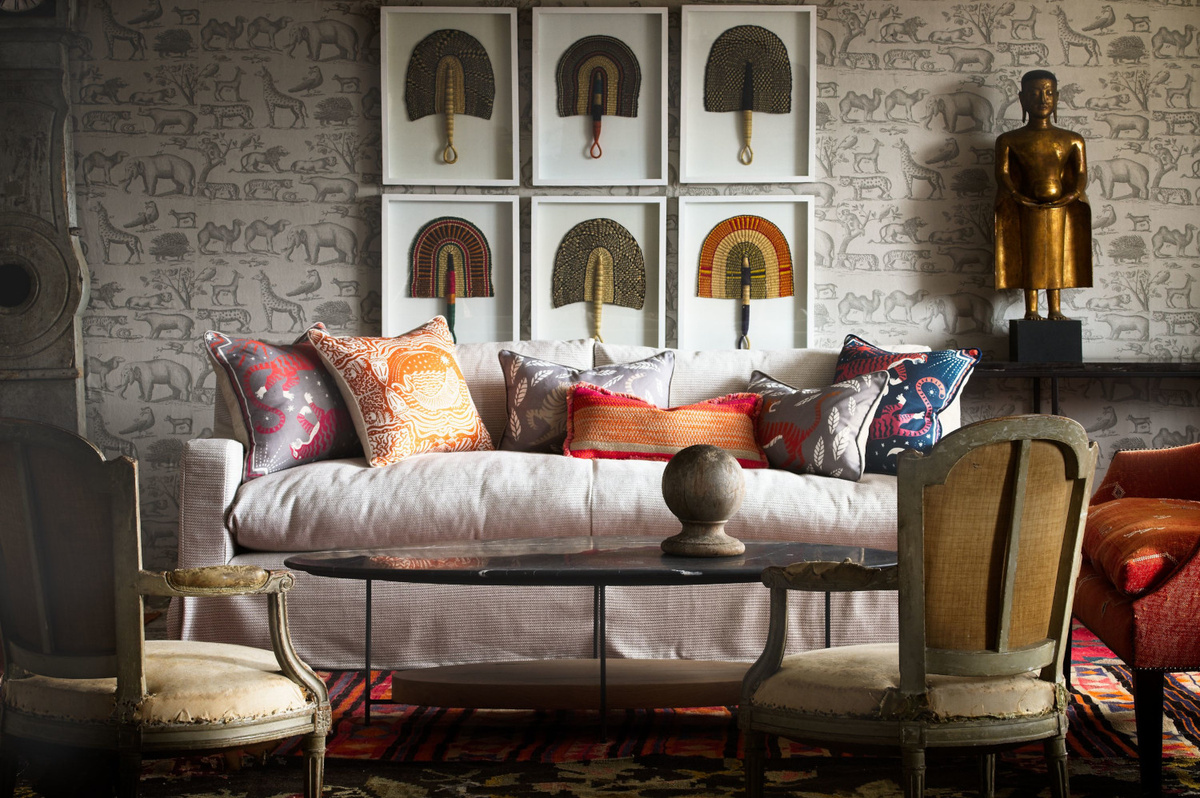 Andrew Martin Tapete Ark Cloud in Grau mit Animal Print aus Vlies - Bild 1