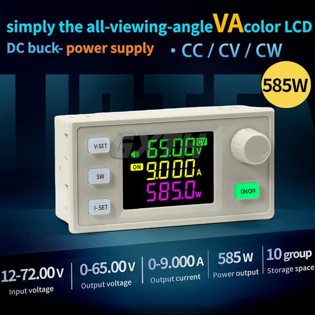GXTH XY6509X DC Spannungsregler Netzteil mit CV CC und MPPT Solarladung, 65V 9A 585W Buck Modul, Weiß - Bild 1