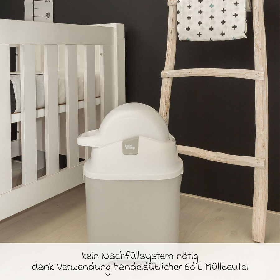 Diaper Champ Windeleimer ONE in Silber mit Geruchsfilter und Flip-Lid - Bild 2