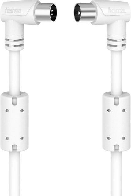 Hama Antennen-Kabel Koax-Stecker zu Koax-Kupplung 90 Grad Weiß 1,5 m 90 dB - Bild 1