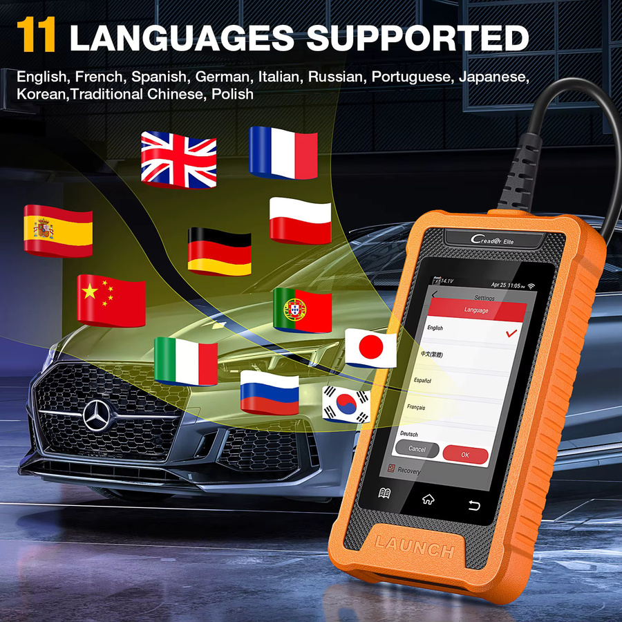 Launch x431 Creader Elite OBD2 Diagnosegerät mit TPMS 31 Reset-Funktion und Online-Codierung in Orange - Bild 5
