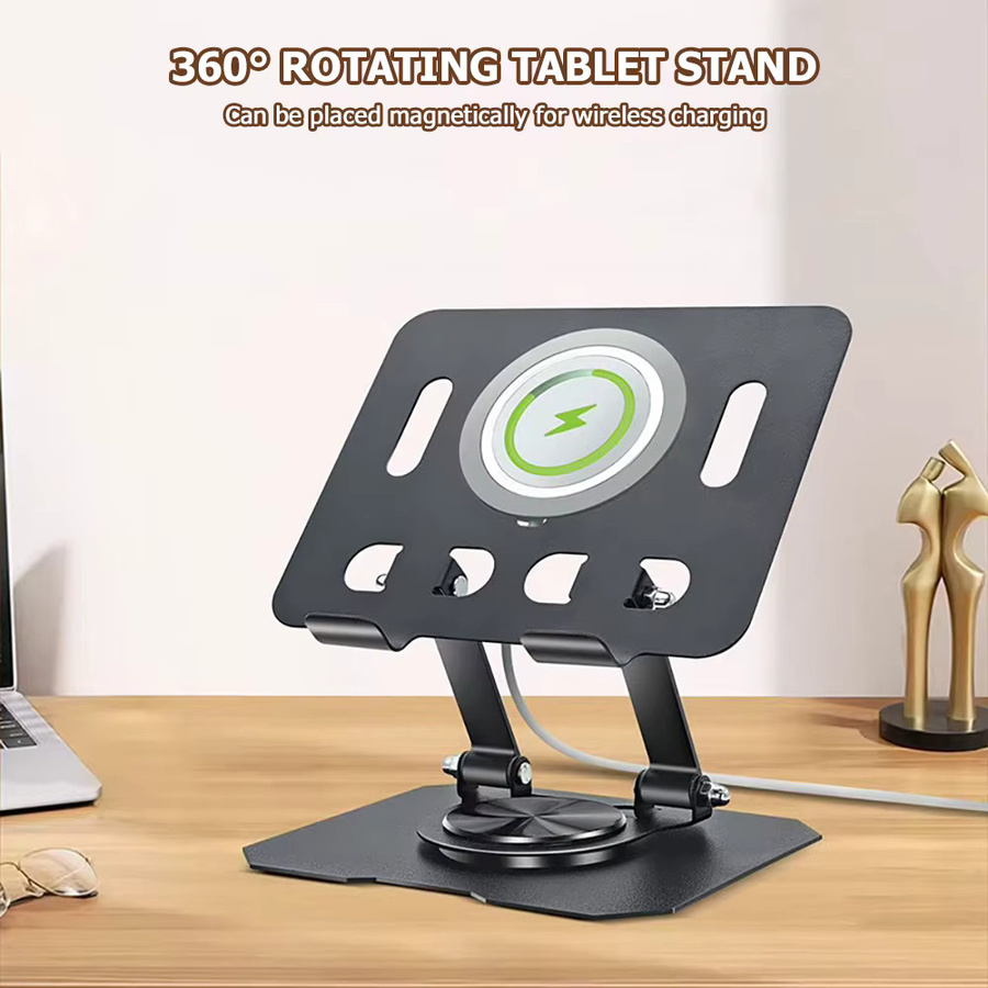 AKABEILA Tablet-Ständer Schwarz, 360 Grad drehbar und faltbar, verstellbarer Desktop-Halter für iPad Pro, Air, Mini und Smartphones von 4,7 bis 10 Zoll - Bild 2