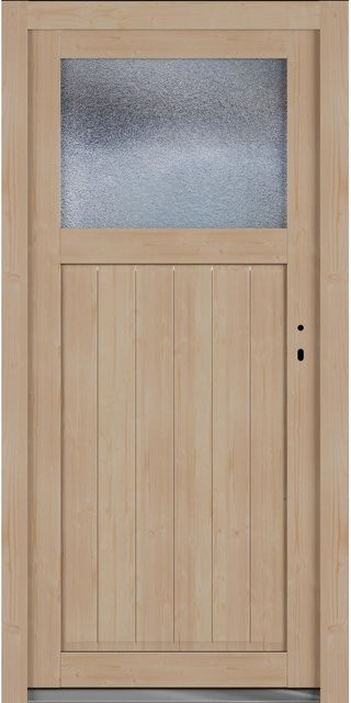 Roro Nebeneingangstür OHE 1002 Fichte mit Glaseinsatz, Farbe Braun/Beige, B: 98 cm, H: 198 cm, DIN Rechts - Bild 1