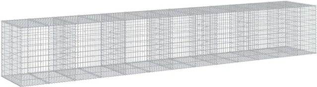vidaXL Gabione mit Deckel aus verzinktem Eisen in Silber, B/T/H: 650 x 100 x 100 cm - Bild 1