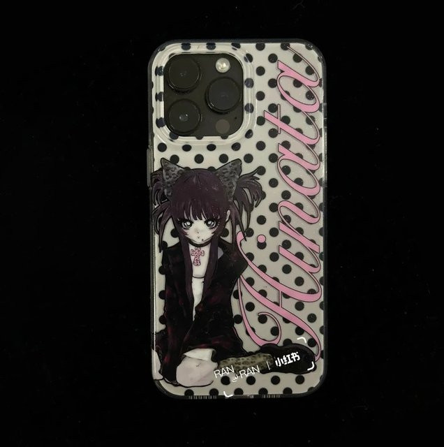 Schwarze Y2K Handyhülle mit Polka Dot und Feder-Design für Xiaomi Redmi Note Pro Plus 4G 5G - Bild 1