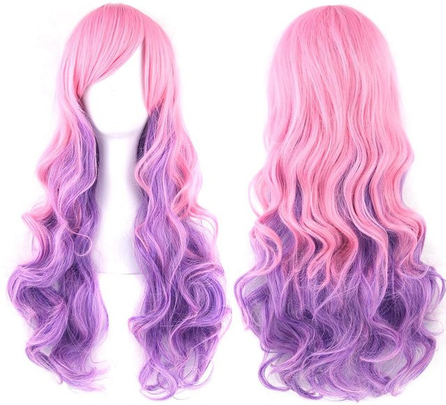 Soowee Cosplay Perücke, Synthetisches Haar, Ombre Regenbogen, 28inches, Damen - Bild 1