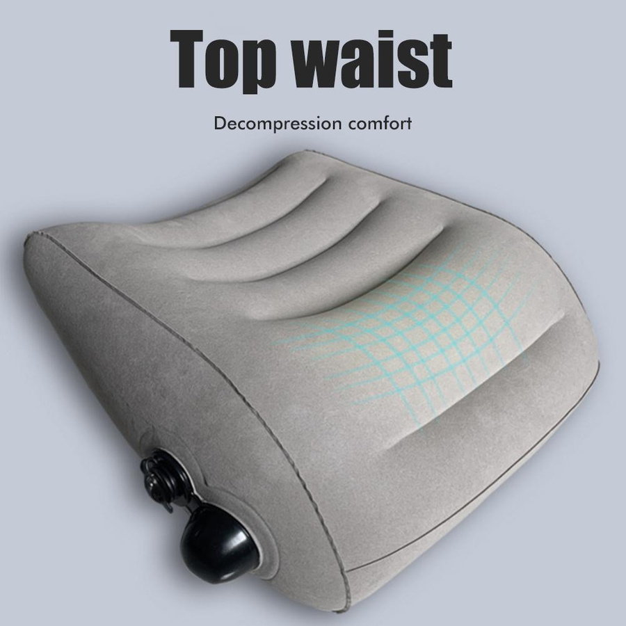 Aufblasbares Reisekissen von TOMTOP JMS in Grau zur Unterstützung von Nacken, Kopf und Lendenwirbeln aus PVC mit beflockter Oberfläche - Bild 3