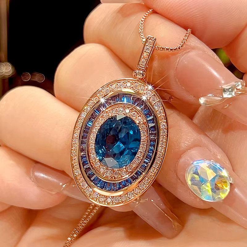 LJDZSW Ring-Halskette, Roségold, Zirkonia, Damen, Vintage - Bild 3