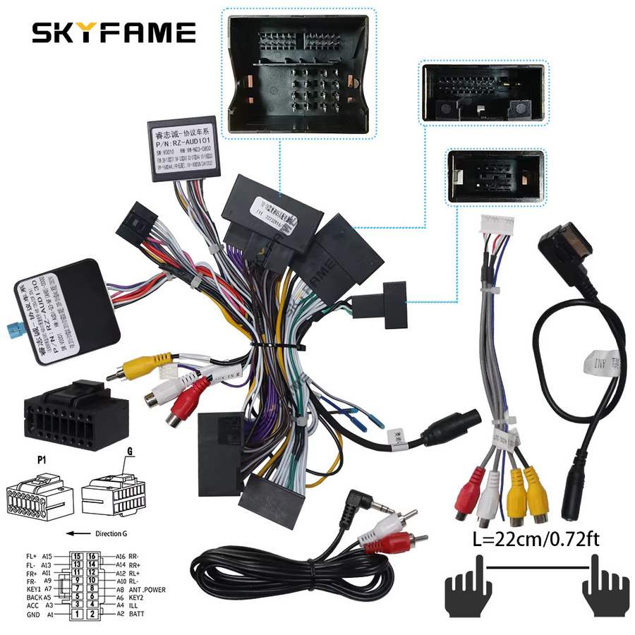 SKYFAME 16Pin Canbus Box Adapter Decoder für Audi Q5 Q5L Android Radio Power Kabelbaum in Schwarz - Bild 2