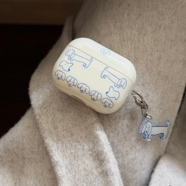 Schutzhülle für Apple AirPods 1 2 3 4 Pro 2 Pro 3 mit blauem Dackel Hundekopf Motiv - Bild 1