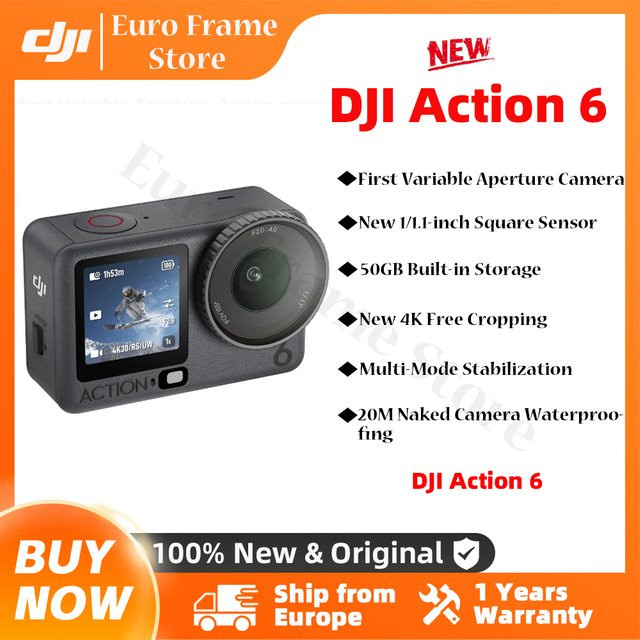 DJI Osmo Action 6 Action-Kamera in Schwarz mit 1/1,1-Zoll-Quadratsensor und 4K-Videoauflösung - Bild 1