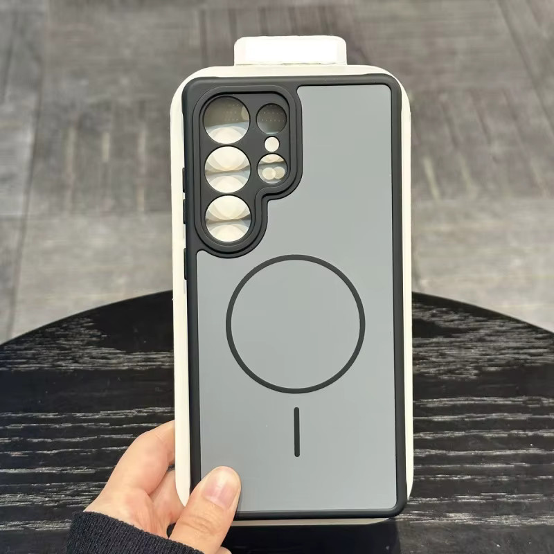 Original Business Zweifarbige Armor Magnetische Hülle für Samsung Galaxy S26 S25 S24 S23 Ultra Plus in Grau mit kabellosem Laden und stoßfestem Schutz - Bild 1