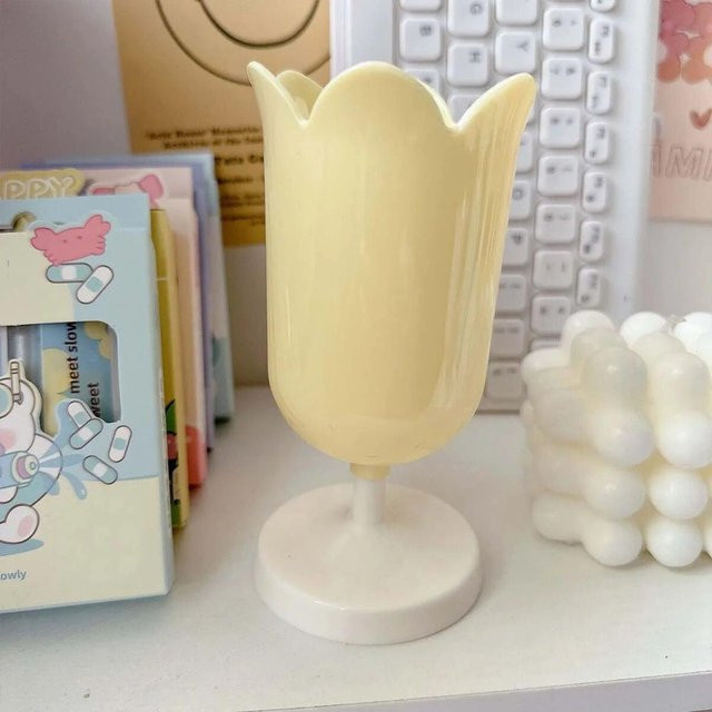 Love Home Garden Tulpen Stifthalter und Make-up Pinsel Aufbewahrungseimer in Gelb - Bild 1