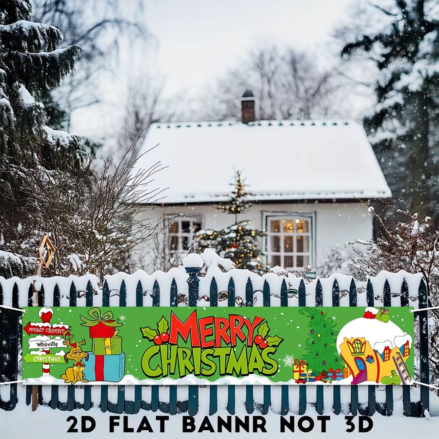 VIKAMA Weihnachts-Willkommensbanner Happy Christmas als Hofschild für deine Neujahrsparty-Dekoration, Multicolor, Breite: 150 cm, Höhe: 30 cm - Bild 3