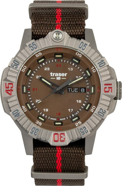 Traser Herrenuhr, Titan, Quarz, Braun, 46 mm, Textil/NATO, 20 ATM - Bild 1