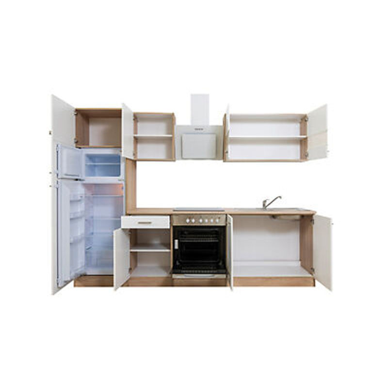 Respekta Küchenblock Economy weiß mit Glastüren und Soft-Close-Funktion B/H/T: 270 x 200 x 60 cm - Bild 2
