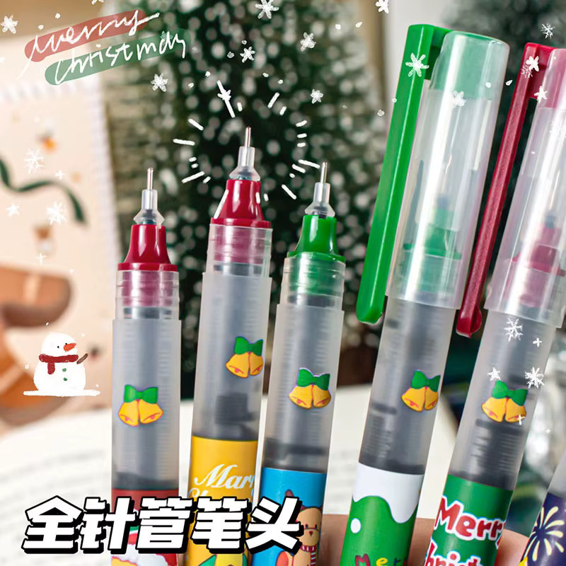 TWBEB Weihnachtliche Kugelschreiber Set 6 Stück, schnelltrocknende Tintenstifte in Schwarz und Multicolour für Schüler und Studenten - Bild 4