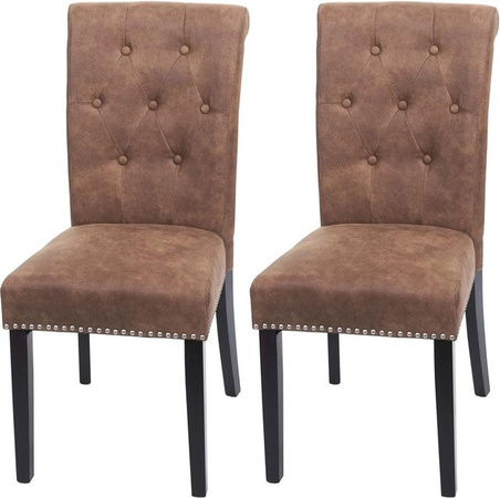 CHEFGASTRO Esszimmerstuhl 2er-Set gepolstert in Braun mit Rautenmuster und dunklen Beinen, H x B x T: 98 x 47 x 62 cm, Sitzhöhe: 42 cm