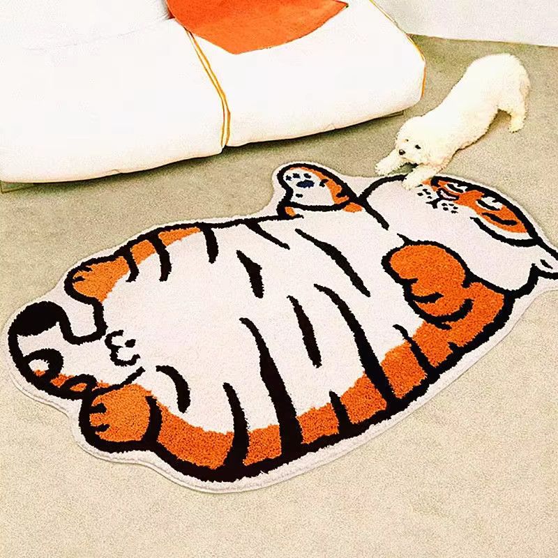 VIKAMA Bodenmatte im Tiger-Design aus Imitations-Kaschmir als dekorativer Teppich für Innenräume und Eingangsbereiche - Bild 2