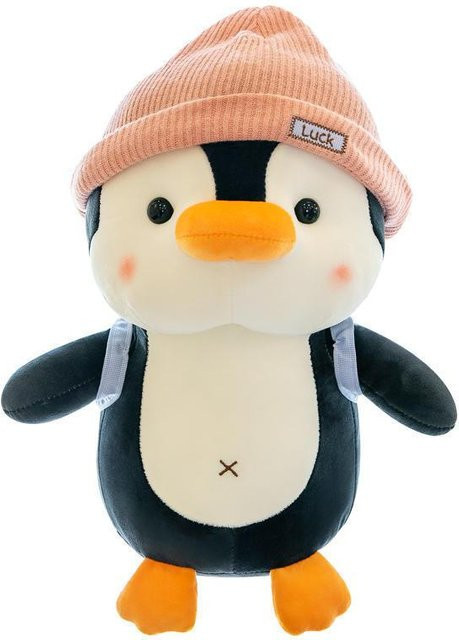 Binchi Fitness Pinguin Plüschtier mit Hut Rucksack, beige, ab 14 Jahren - Bild 1