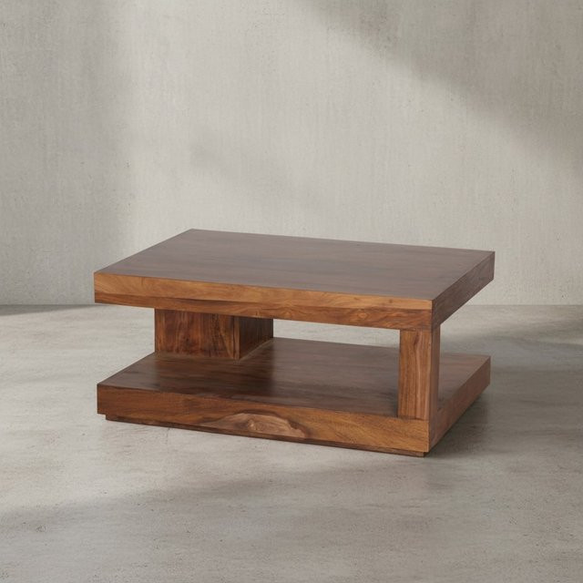 KADIMA DESIGN Couchtisch aus Sheesham Massivholz in Braun, B/T: 90 x 60 cm - Bild 1