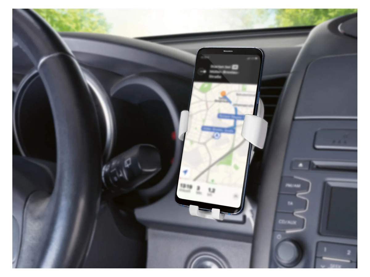 TRONIC Kfz Smartphone Halterung mit 10W Qi Lader für Lüftungsschlitze in Weiß - Bild 2